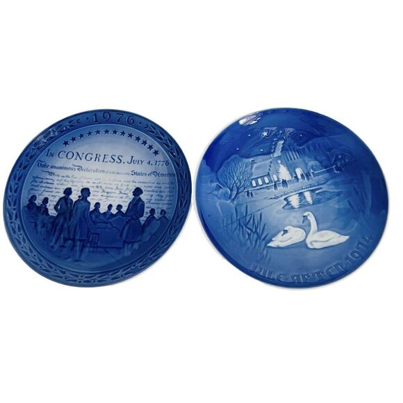 Set of 2 Royal Copenhagen In Congress July 4 1776 and Jule After 1974 Plate Lot - Picture 1 of 11